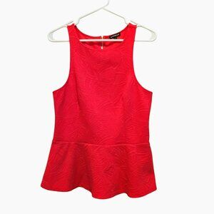 Express Womens Sleeveless Textured Peplum Top Size M Coral Red